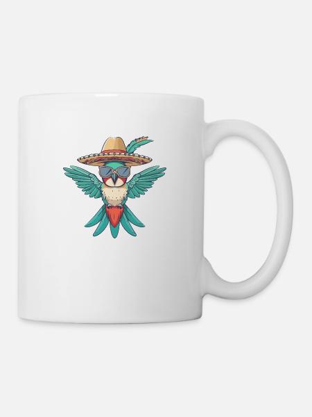 Kolibri Vogel Lustig Sombrero - Tasse - Weiß