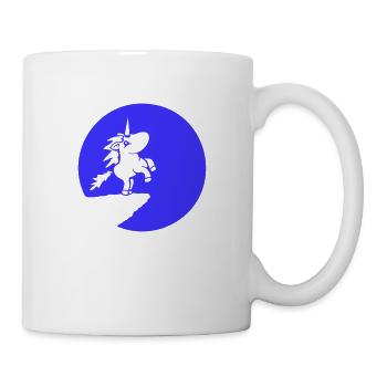 Unicorn Cliff Moon Mountain Round Night Cute Cartoon - Mug - white - Right