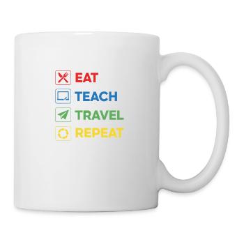 Manger Enseigner Voyage Répéter – Voyage Enseignant Coloré - Mug blanc - blanc - Droite