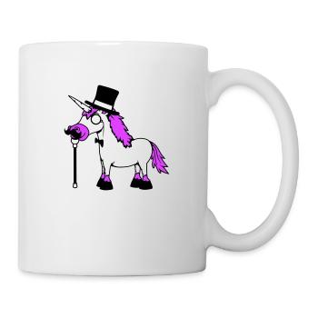 Einhorn Sir Gentleman Mr. reich Monokel Zylinder - Tasse - Weiß - Rechts