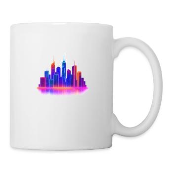 skyline stadt neon - Tasse - Weiß - Rechts