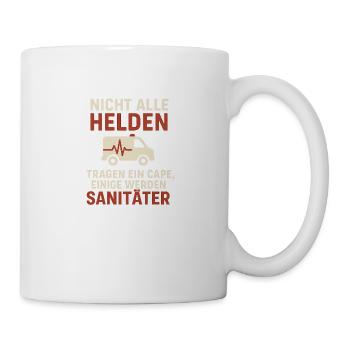 Sanitäter Shirt – Nicht alle Helden tragen Capes - Tasse - Weiß - Rechts
