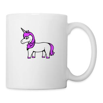 Einhorn Mädchen Hübsch Freundlich Cartoon Pferd - Tasse - Weiß - Rechts