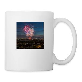Fireworks over the city at night - Mug - white - Right