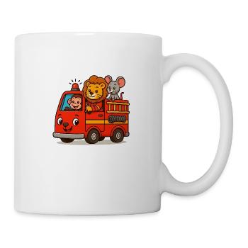 Camion de pompiers Singe Souris Lion Enfants Bébés Mignon - Mug blanc - blanc - Droite