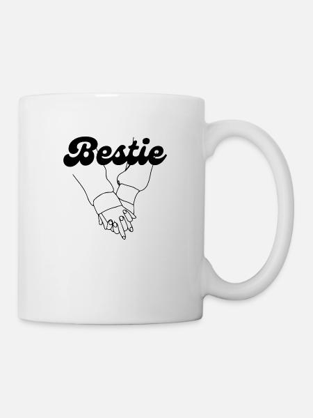 Bestie - Hände halten - Freundschaft - Tasse - Weiß