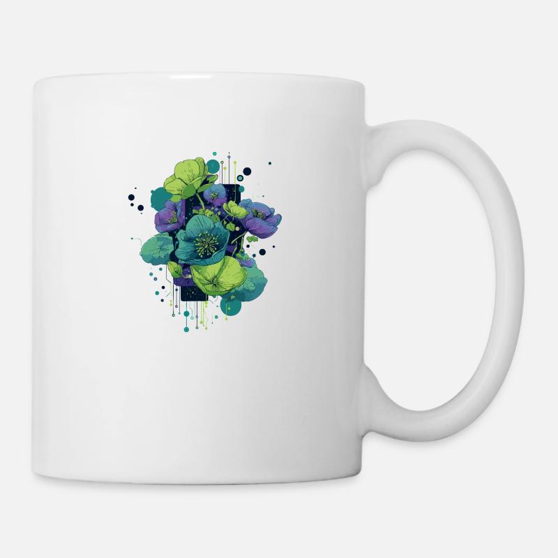 Cyber-Flowers – Illustration de fleur futuriste. - Mug blanc - blanc