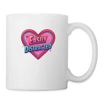 Easily Distracted – Retro Herz Design - Tasse - Weiß - Rechts