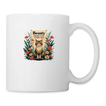 Beauty can be found every day –Retro Katzen Design - Tasse - Weiß - Rechts