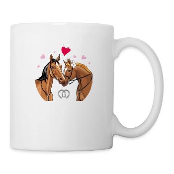 Paar liebende Pferde mit Herz - Tasse - Weiß - Rechts