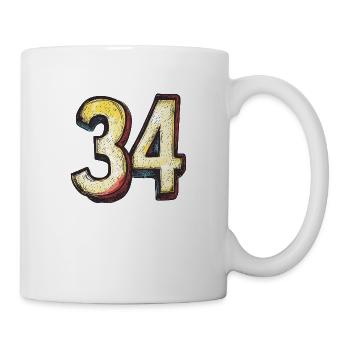 34 Zahl Comic - Tasse - Weiß - Rechts