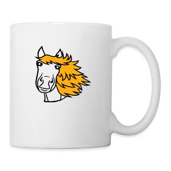 Pferd Süß Pony Fohlen Lange Haare Niedlich Comic - Tasse - Weiß - Rechts