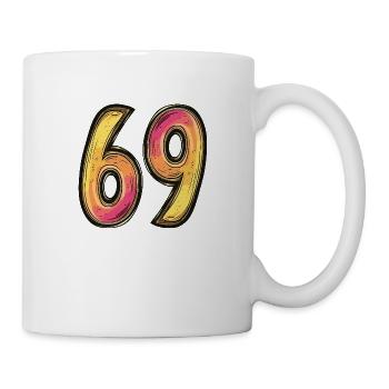 69 Zahl Comic - Tasse - Weiß - Rechts