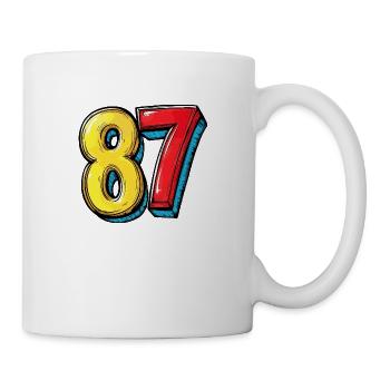 87 Zahl Comic - Tasse - Weiß - Rechts