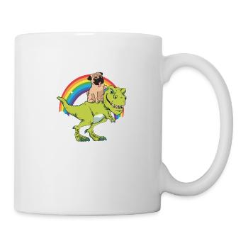 Carlin Chien Dinosaure Tyrannosaure T-Rex Nuages - Mug blanc - blanc - Droite