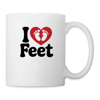 I Love Feet – Lustiges Fußpflege Motiv - Tasse - Weiß - Rechts