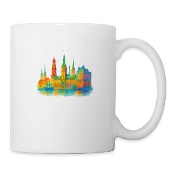 hamburg aquarell skyline - Tasse - Weiß - Rechts