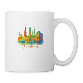 hamburg aquarell skyline - Tasse - Weiß - Rechts