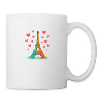 eiffelturm paris aquarell herzen - Tasse - Weiß - Rechts