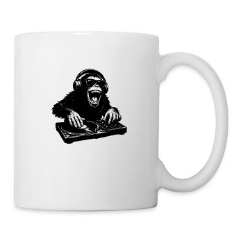 Cool DJ monkey at the mixing desk - Mug - white - Right