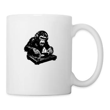 Wild DJ monkey playing loud music - Mug - white - Right