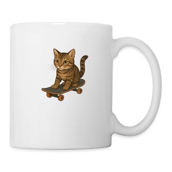 Cat on skateboard - Mug - white - Right