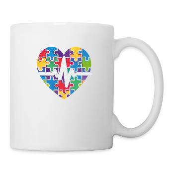 Puzzle coloré coeur battement de cœur - Mug blanc - blanc - Droite