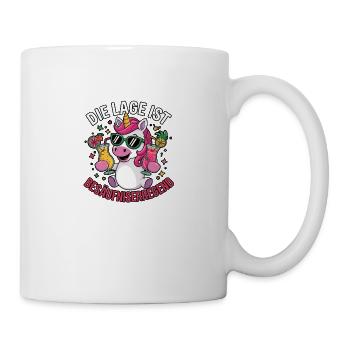 Unicorn with Cocktail – Funny Party Shirt - Mug - white - Right