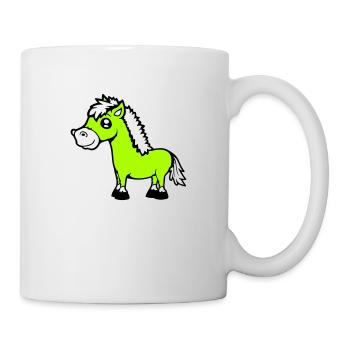 Pferd steht Reiter Cartoon reiten süß Comic Cool - Tasse - Weiß - Rechts