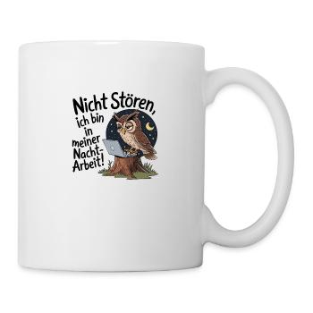 Eule auf Nachtschicht – Kaffee first! - Tasse - Weiß - Rechts