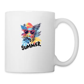 Tropical Summer Vibes – Sonnenbrille & Blätter. - Tasse - Weiß - Rechts