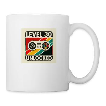 Level 30 freigeschaltet – Gamer-Geburtstags-T-Shirt - Tasse - Weiß - Rechts