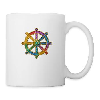 Dharma Roue Bouddhisme Octuple Sentier Glitter - Mug blanc - blanc - Droite