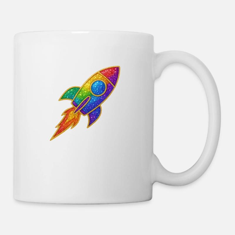 GlitzerRakete Regenbogen Durchstarter Glitzer Gold - Tasse - Weiß