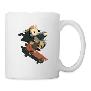 Skateboarding Cat Streetwear - Tasse - Weiß - Rechts