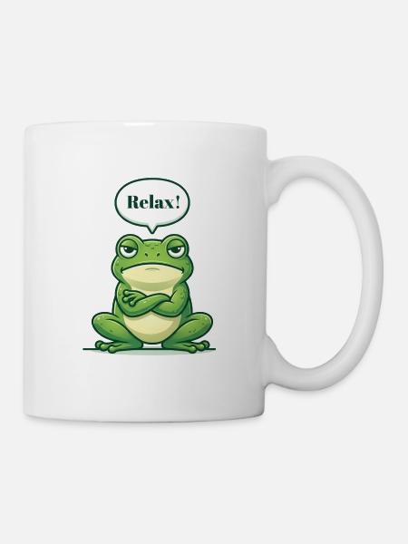 Relax! – Gelassener Frosch mit Attitüde - Tasse - Weiß