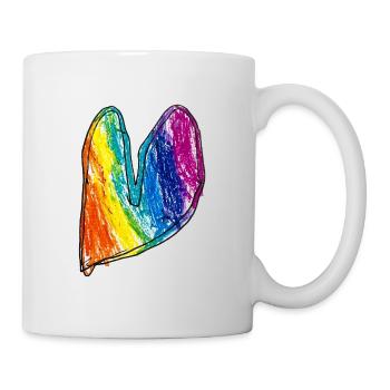 Crayon de cire en forme de cœur arc-en-ciel - Mug blanc - blanc - Droite