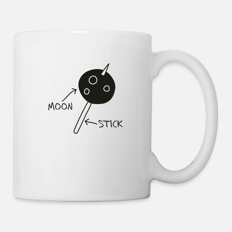 Lune sur un bâton (blanc sur fond noir) - Mug blanc - blanc