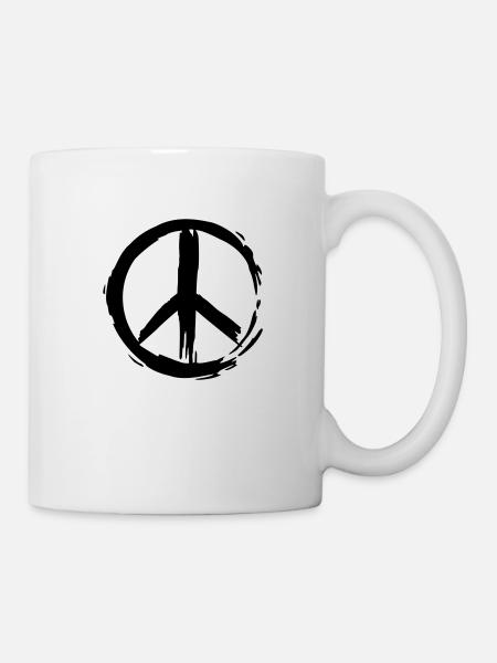 Painted Peace Symbol (Vektor) - Tasse - Weiß