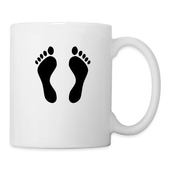Fußabdrücke - Füße - Bett - Tasse - Weiß - Rechts