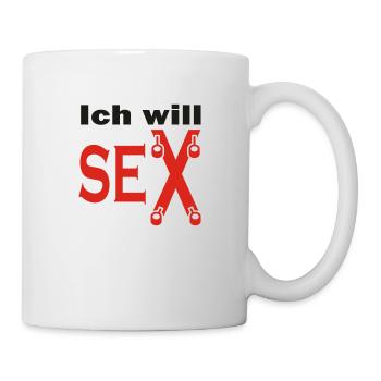 Ich Will Sex - BDSM - zweifärbig - Tasse - Weiß - Rechts