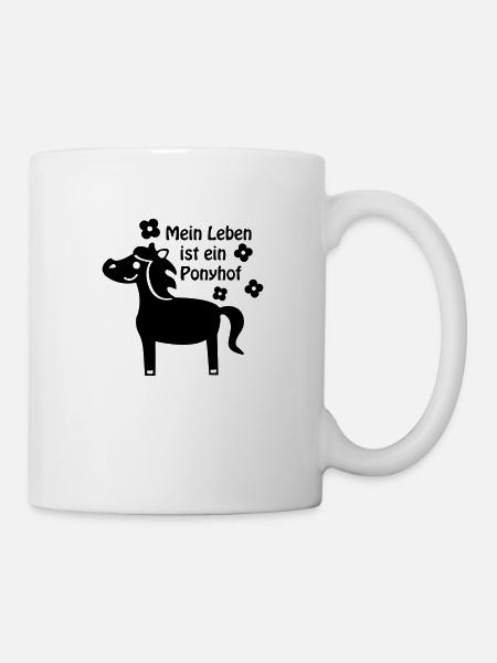 Leben ist Ponyhof / Pferd Pony - Tasse - Weiß
