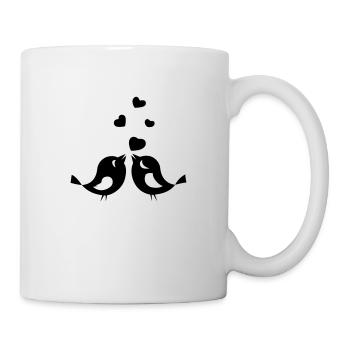 zwei vögel mit herzen - Tasse - Weiß - Rechts