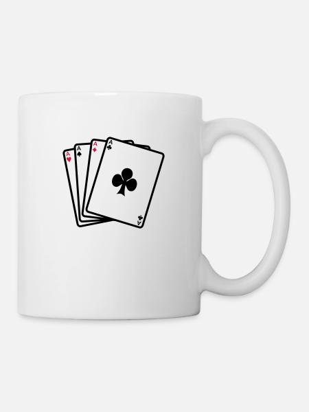 Poker - Karten - Tasse - Weiß