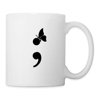 Schmetterling auf Semikolon Depression Geschenk - Tasse - Weiß - Rechts