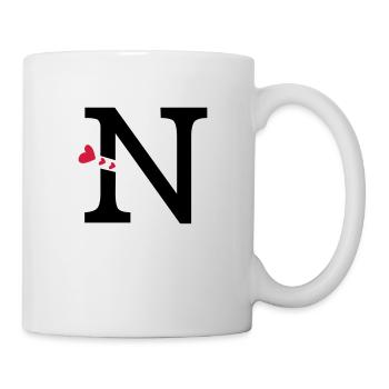 Capital letter N with hearts - Mug - white - Right
