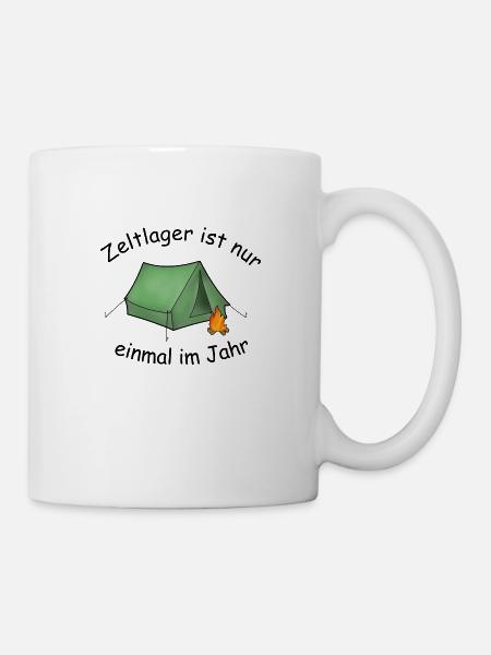 Zeltlager Zelt am Lagerfeuer Camping Geschenkidee - Tasse - Weiß