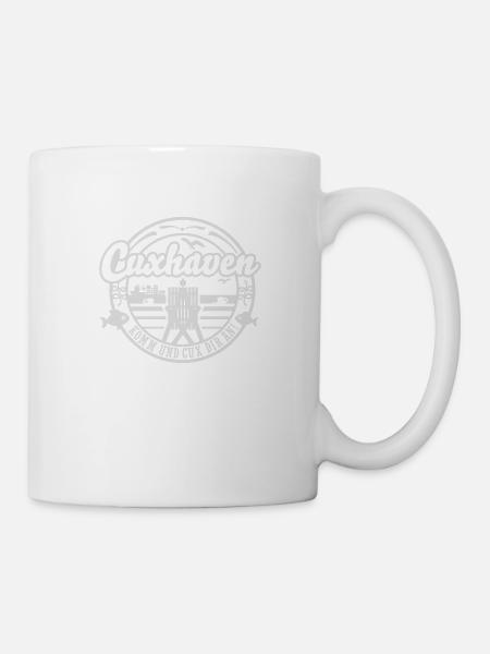 Cuxhaven T Shirt Wahrzeichen Kugelbake - Tasse - Weiß