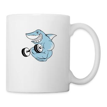 shark_bodybuilder - Tasse - Weiß - Rechts