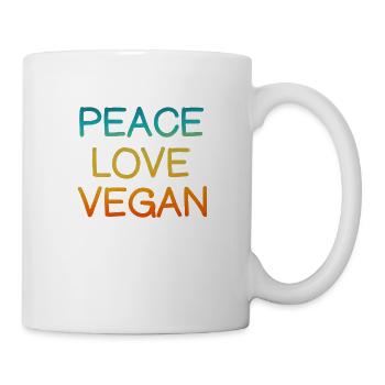 PEACE LOVE VEGAN Cadeau pour les végétaliens coloré - Mug blanc - blanc - Droite